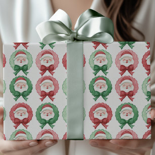 Grandmillennial Preppy Vintage Wasserfarben-Weihna Geschenkpapier