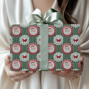 Grandmillennial Preppy Vintage Weihnachtsmann Wass Geschenkpapier