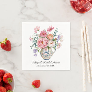 Grandmillennial Rosa Pfingstrosen Brautparty Hochz Serviette