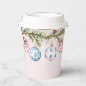 Grandmillennial Rosa und Blau Ornamente Pappbecher (Rechts)