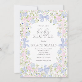Grandmillennial Rosa und Blaue Babyparty-Einladung Einladung