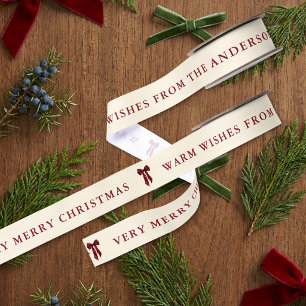 Grandmillennial rotes Band Sehr frohe Weihnachten Ripsband