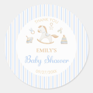 Grandmillennial Schaukelpferd Baby Boy Babyparty Runder Aufkleber