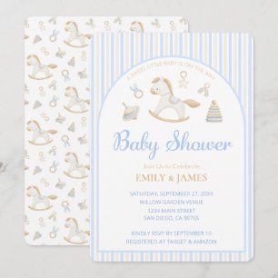 Grandmillennial Schaukelpferd Baby Boy Shower-Einl Einladung