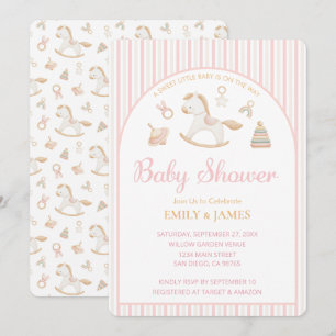 Grandmillennial Schaukelpferd Baby Mädchen Shower Einladung