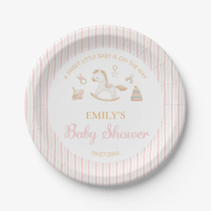 Grandmillennial Schaukelpferd-Baby-Party Pappteller