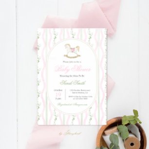Grandmillennial Schaukelpferd Baby Shower Mädchen Einladung