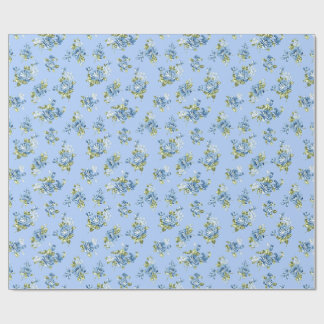 Grandmillennial Softblaue Vintage-Blumen-Verpackun Geschenkpapier