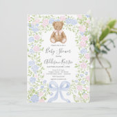 Grandmillennial Teddy Bear baby shower invite Einladung (Stehend Vorderseite)