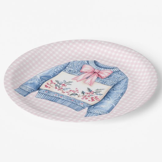 Grandmillennial | Ugly Christmas Sweater Pappteller (Schrägansicht)