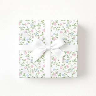 Grandmillennial Vintage-Pastell-Blumenverpackung  Geschenkpapier