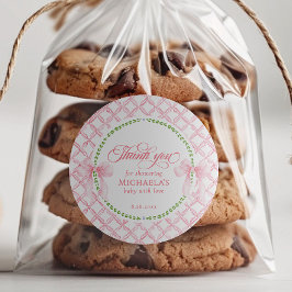 Grandmillennial Watercolor Babydusche Danke Runder Aufkleber