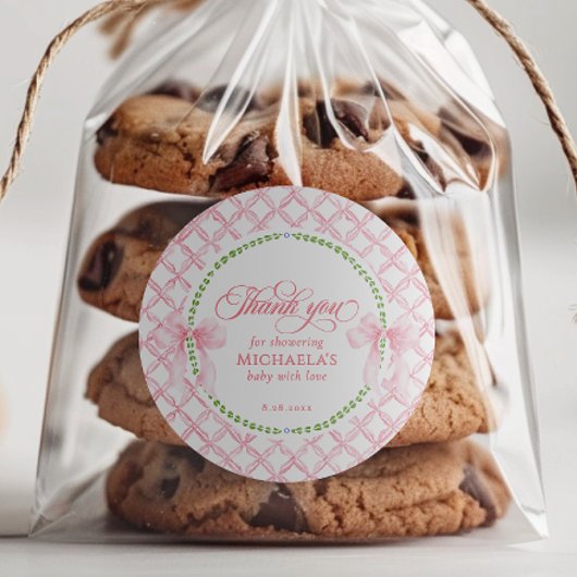 Grandmillennial Watercolor Babydusche Danke Runder Aufkleber