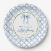 Grandmillennial Watercolor Blütenbow Baby Dusche Pappteller (Vorderseite)