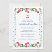 Grandmillennial Watercolor Cherries Einladung (Vorderseite)