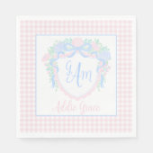 Grandmillennial Watercolor Wappen Serviette (Vorderseite)