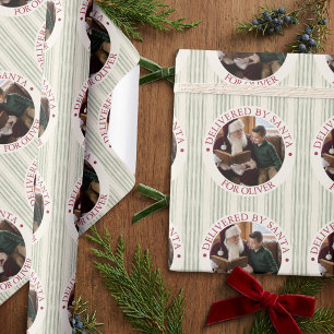 Grandmillennial-Weihnachtsmann-Foto-Speziallieferu Geschenkpapier