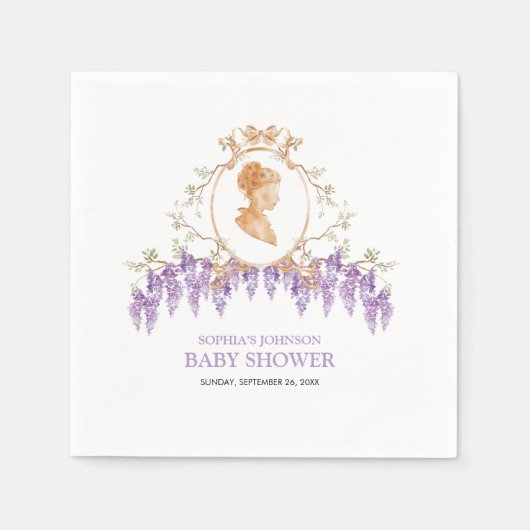 Grandmillennial Wisteria Baby Show Serviette (Vorderseite)