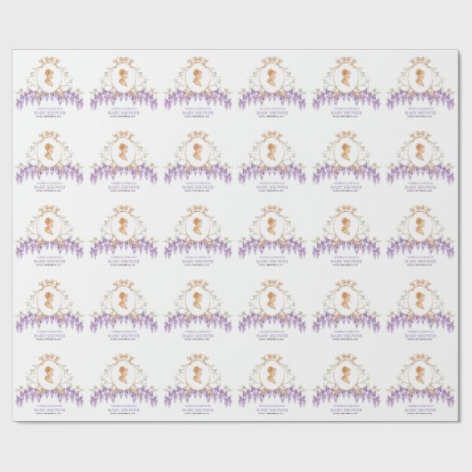 Grandmillennial Wisteria Baby Shower Geschenkpapier (Flach)