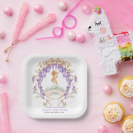 Grandmillennial Wisteria Baby Shower  Pappteller (Party)