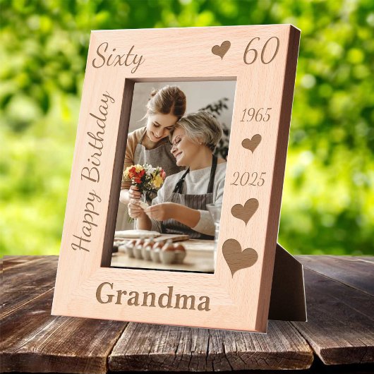 Grandmother 60th Birthday Photo frame with name Geätzte Rahmen