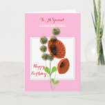 Grandmother Birthday Red Poppy Flowers Karte<br><div class="desc">A very pretty floral card with an illustration of wild red poppies on a pink and white background, a lovely choice for a nature lover. Shown here as Grandmother and happy birthday but all text is editable so you can change it to suit any occasion and any person, such as...</div>