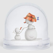 Grandmother Grandson Snowman Holding Hands Schneekugeln (Rückseite)