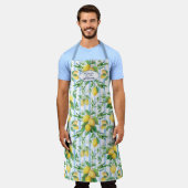 Grandmother Lemon Floral Blue and White Stripe Schürze (Getragen)