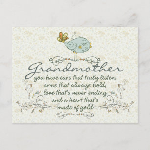 Grandmother Poem with Birds Postkarte