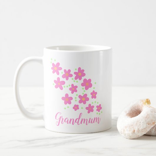 Grandmumrosa Whimsikische Blume Tasse (Mit Donut)