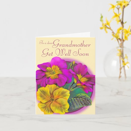 Grandmutter Primula Kunst wird bald gut Karte (Gelbe Blume)
