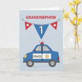 Grandnephew 1. Geburtstag Blaues Polizeiauto Karte (Gelbe Blume)