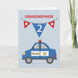 Grandnephew 2. Geburtstag Blue Police Car Karte
