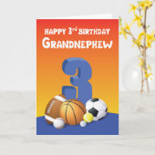 Grandnephew 3. Geburtstagssportbälle Karte (Gelbe Blume)