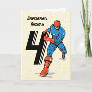 Grandnephew 4. Geburtstag Superheld Karte