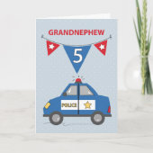 Grandnephew 5. Geburtstag Blaues Polizeiauto Karte (Vorderseite)
