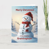 Grandnephew Christmas Snowman Feiertagskarte (Vorderseite)