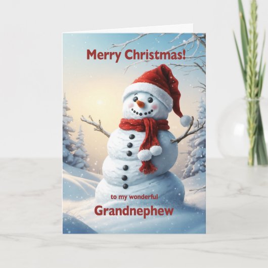 Grandnephew Christmas Snowman Feiertagskarte (Vorderseite)