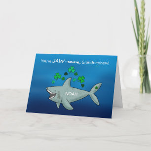 Grandnephew St Patricks Day Shark mit Kleeblättern Karte