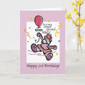 Grandniece 3. Geburtstagsbärenballon, Mädchen Karte (Gelbe Blume)