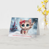 Grandniece Christmas Niedlich Kitten mit Bow Holid Karte (Gelbe Blume)