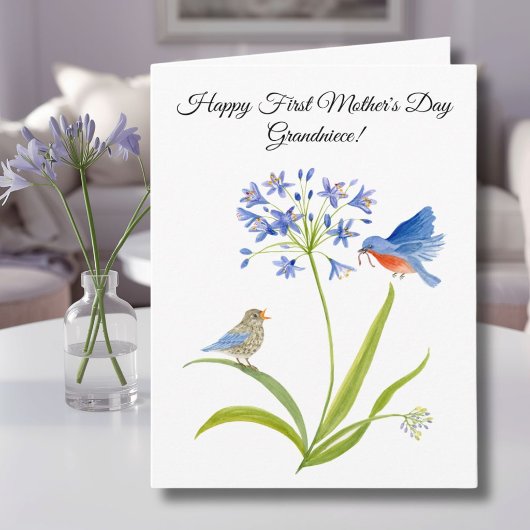 Grandniece Happy First Mother’s Day Bluebird  Karte