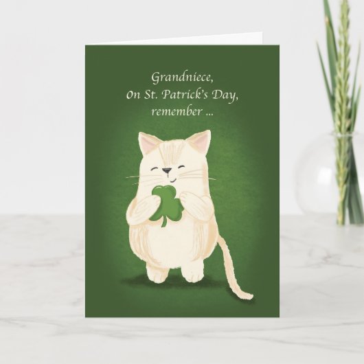 Grandniece St Patricks Day Niedlich Kitten Kleebla Karte (Vorderseite)
