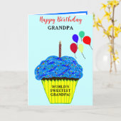 Grandpa Birthday Blue Cupcake FOTO Karte (Gelbe Blume)