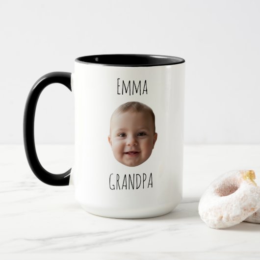 Grandpa Birthday Gift – Custom Baby Face Mug Tasse (Mit Donut)