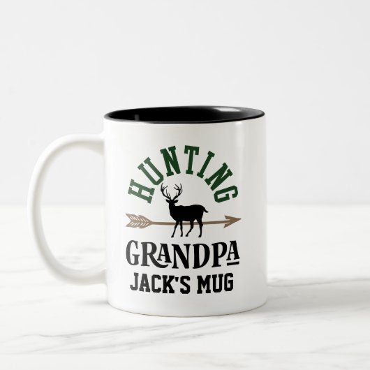 Grandpa Bow Jagd Personalisiertes Bogengeschenk Zweifarbige Tasse (Links)