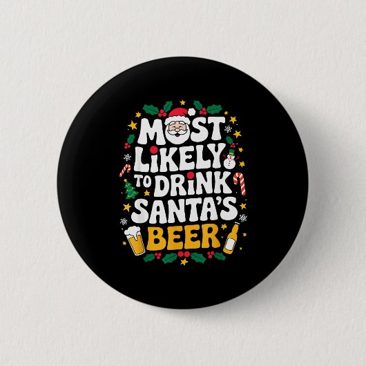 Grandpa Christmas Men Dad Most Likely To Drink San Button (Vorderseite)