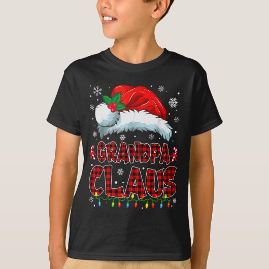 Grandpa Claus Christmas Lights Pajama Family Group T-Shirt (Vorderseite)