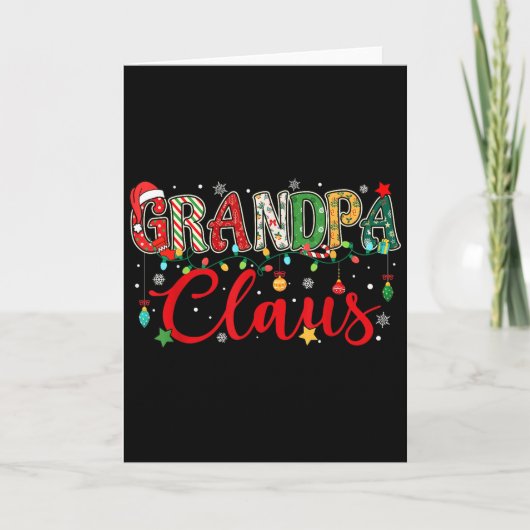 Grandpa Claus Christmas Lights Pajama Family Match Karte (Vorderseite)