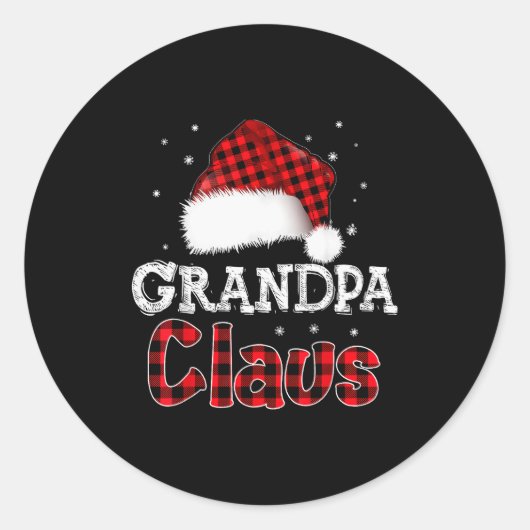 Grandpa Claus Christmas Red Plaid Pajama Family Ma Runder Aufkleber (Vorderseite)